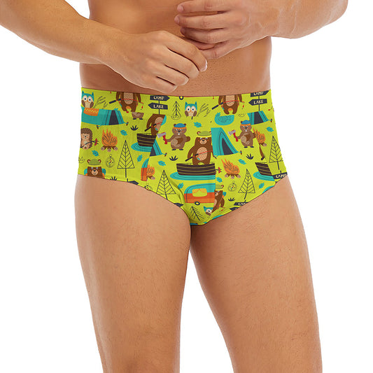 Animal Camping Pattern Print Men's Briefs
