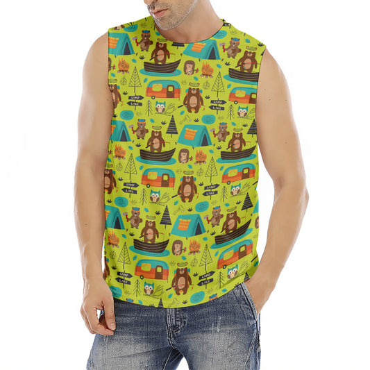 Animal Camping Pattern Print Men's Fitness Tank Top