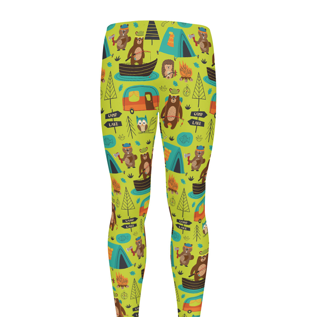 Animal Camping Pattern Print Men's leggings