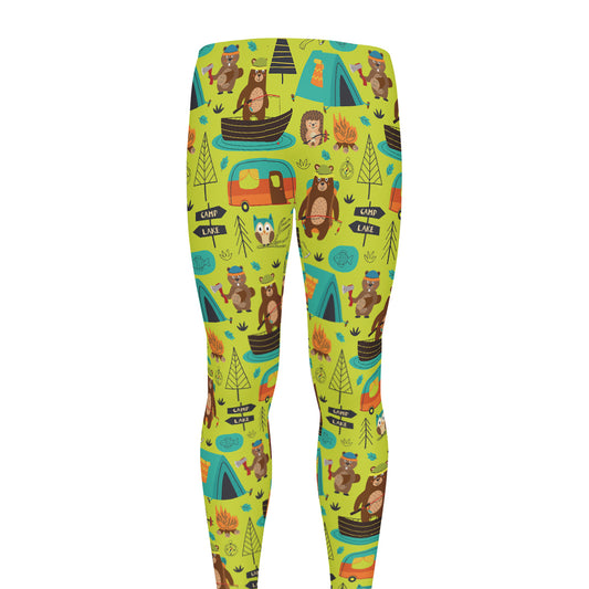 Animal Camping Pattern Print Men's leggings