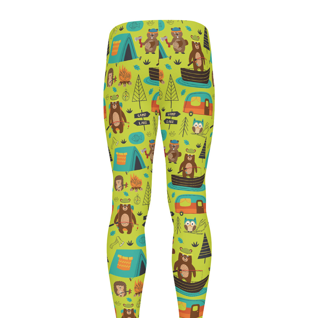 Animal Camping Pattern Print Men's leggings