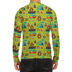 Animal Camping Pattern Print Men's Long Sleeve Rash Guard