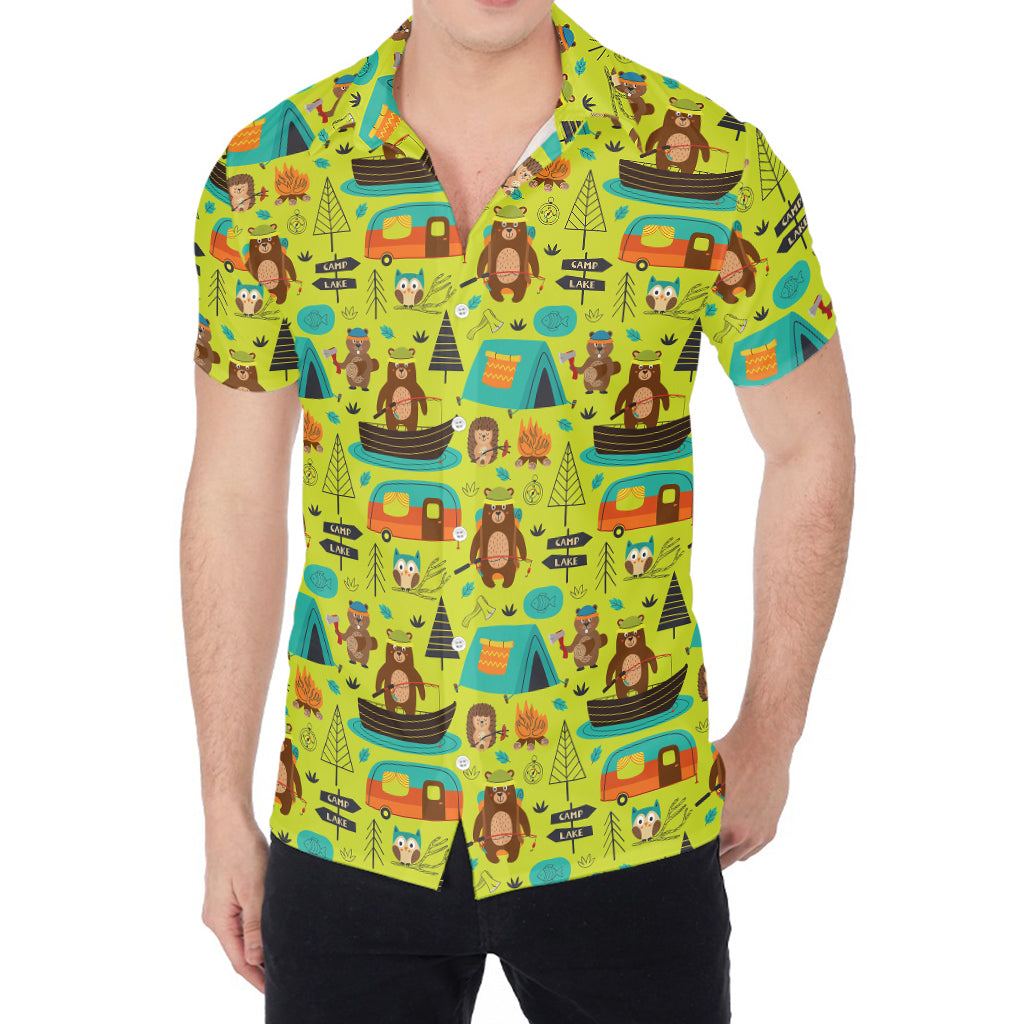 Animal Camping Pattern Print Men's Shirt