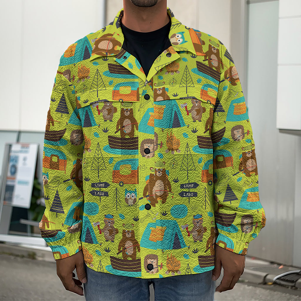 Animal Camping Pattern Print Men's Shirt Jacket