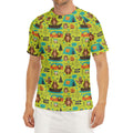 Animal Camping Pattern Print Men's Short Sleeve Rash Guard