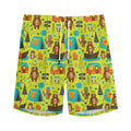 Animal Camping Pattern Print Men's Athletic Shorts