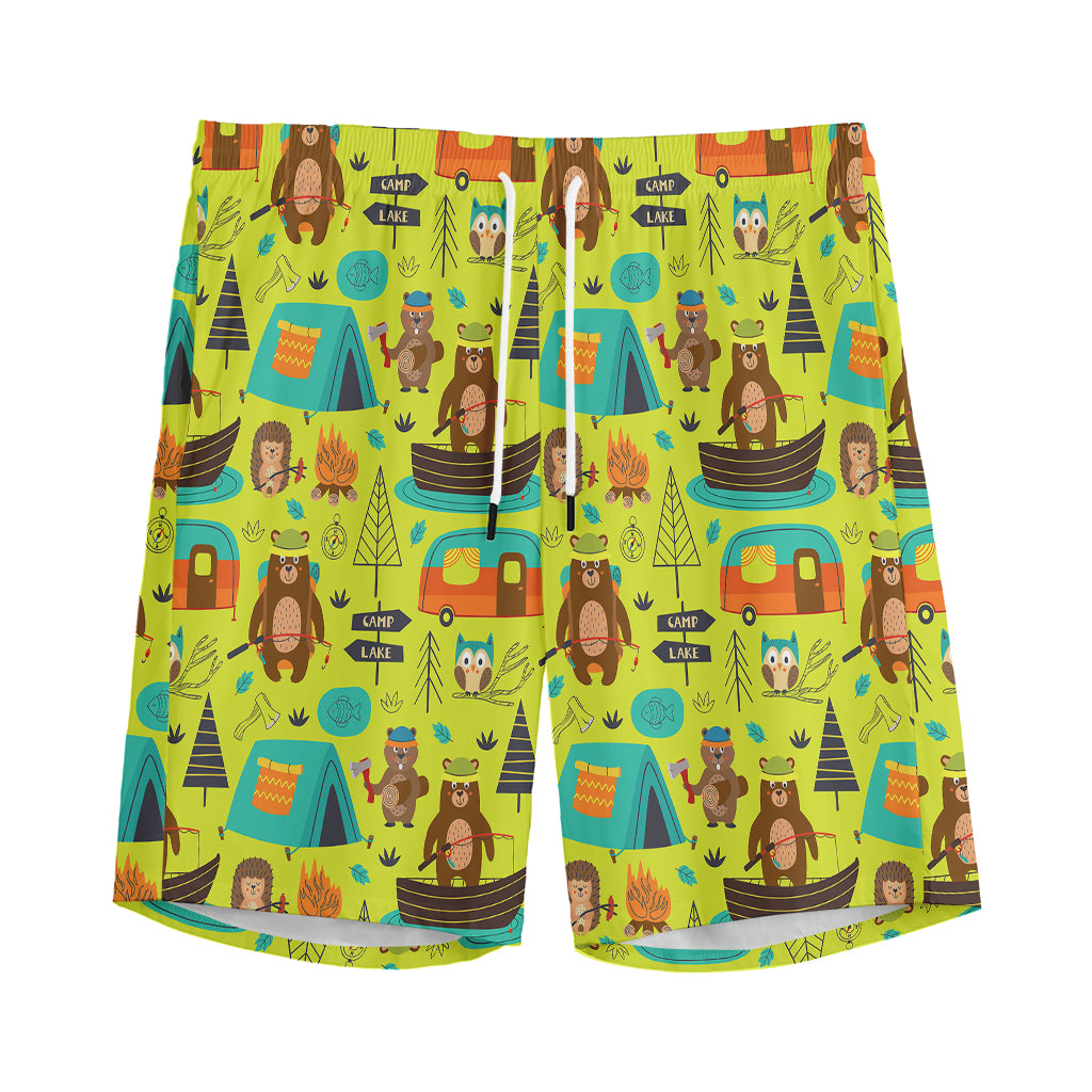Animal Camping Pattern Print Men's Sports Shorts
