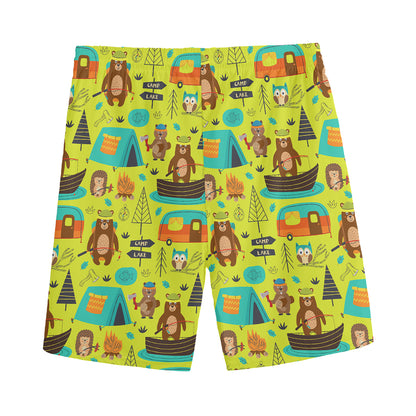 Animal Camping Pattern Print Men's Sports Shorts