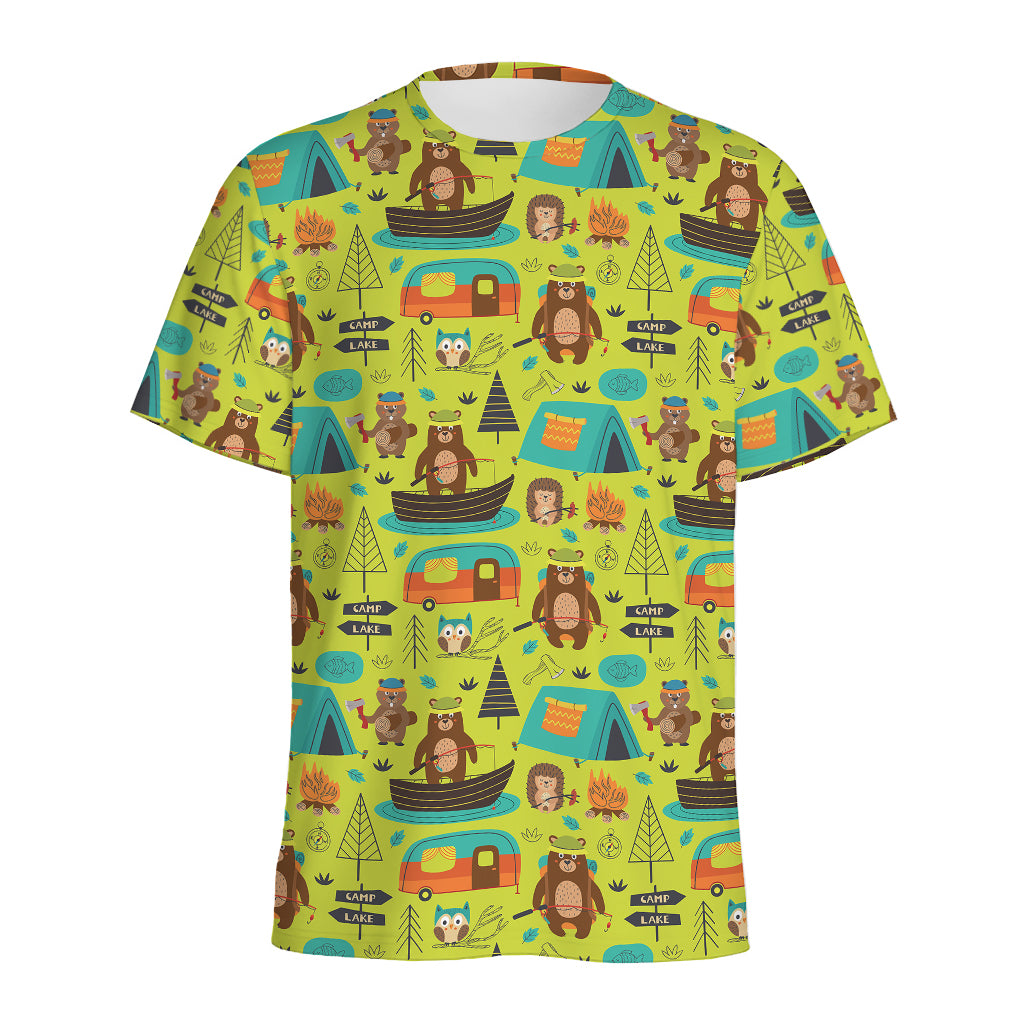 Animal Camping Pattern Print Men's Sports T-Shirt