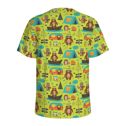 Animal Camping Pattern Print Men's Sports T-Shirt