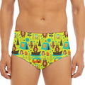 Animal Camping Pattern Print Men's Triangle Swim Briefs