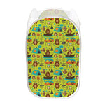 Animal Camping Pattern Print Mesh Laundry Hamper