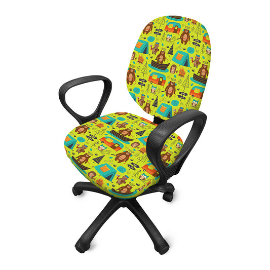 Animal Camping Pattern Print Office Chair Cover
