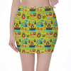 Animal Camping Pattern Print Pencil Mini Skirt