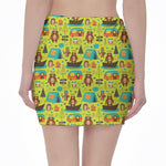 Animal Camping Pattern Print Pencil Mini Skirt