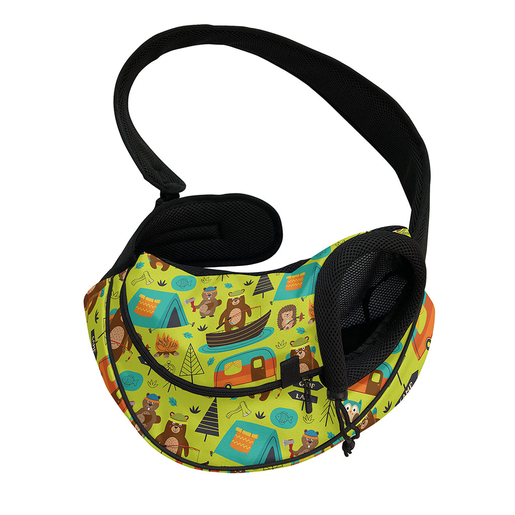 Animal Camping Pattern Print Pet Sling Carrier