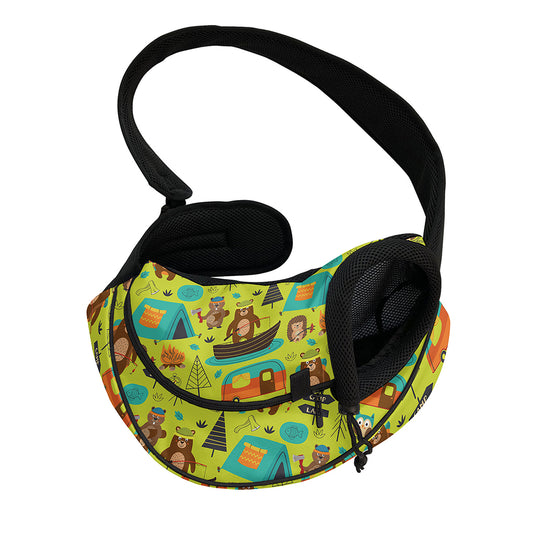 Animal Camping Pattern Print Pet Sling Carrier