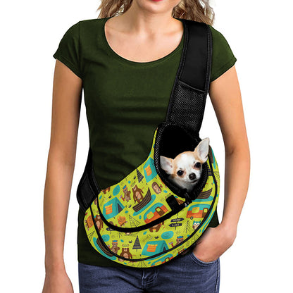Animal Camping Pattern Print Pet Sling Carrier