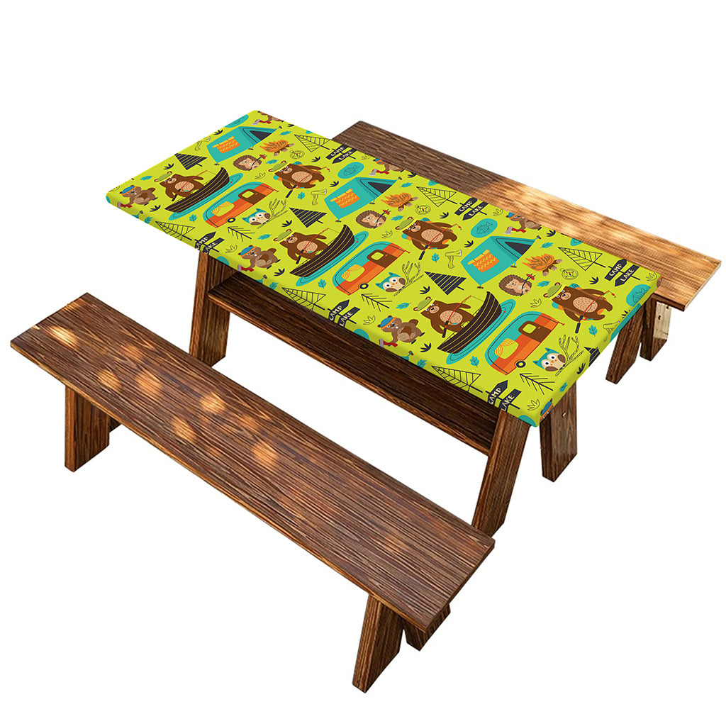 Animal Camping Pattern Print Picnic Table Cover