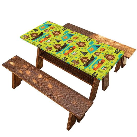 Animal Camping Pattern Print Picnic Table Cover