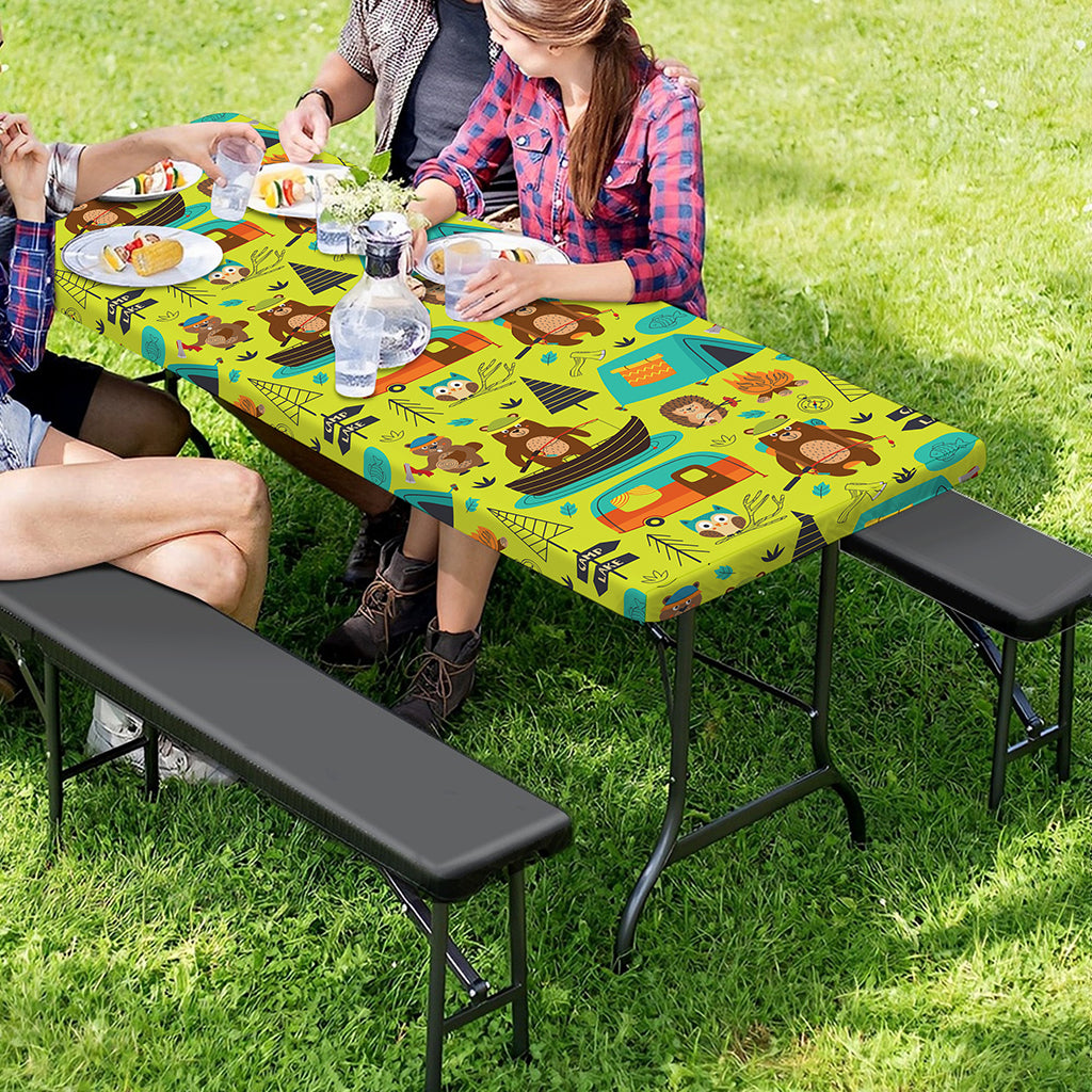 Animal Camping Pattern Print Picnic Table Cover