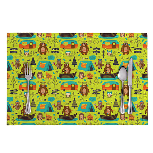 Animal Camping Pattern Print Placemat