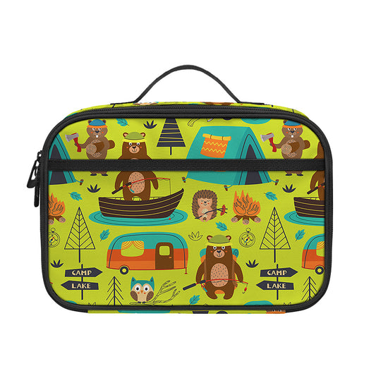 Animal Camping Pattern Print Portable Lunch Bag