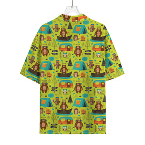 Animal Camping Pattern Print Rayon Hawaiian Shirt