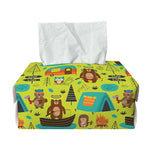 Animal Camping Pattern Print Rectangle Tissue Box Cover