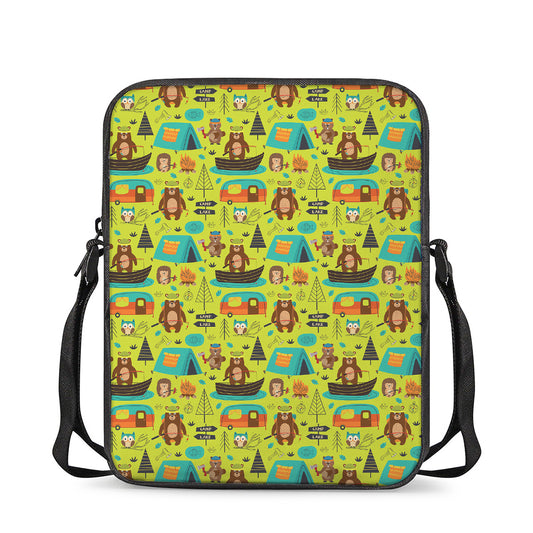Animal Camping Pattern Print Rectangular Crossbody Bag
