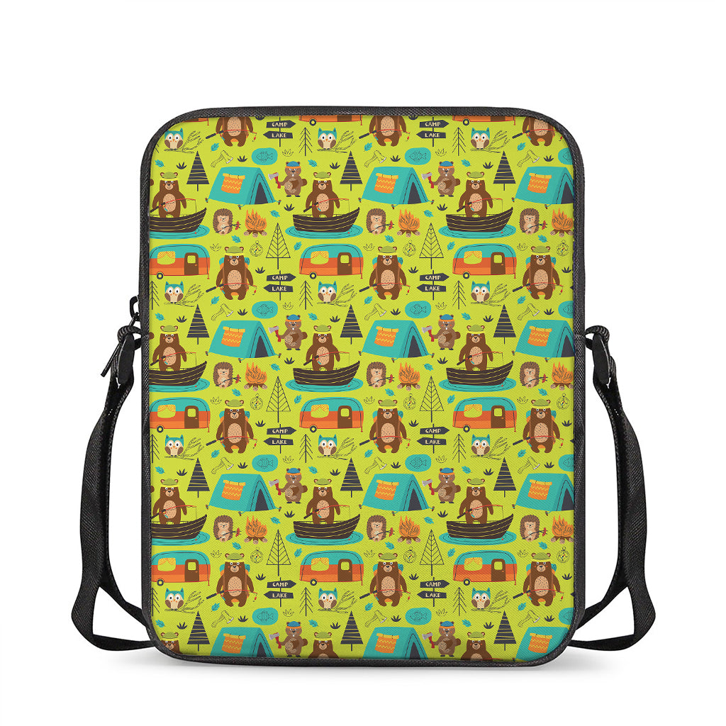 Animal Camping Pattern Print Rectangular Crossbody Bag