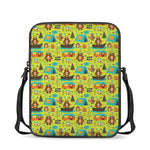 Animal Camping Pattern Print Rectangular Crossbody Bag