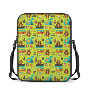 Animal Camping Pattern Print Rectangular Crossbody Bag