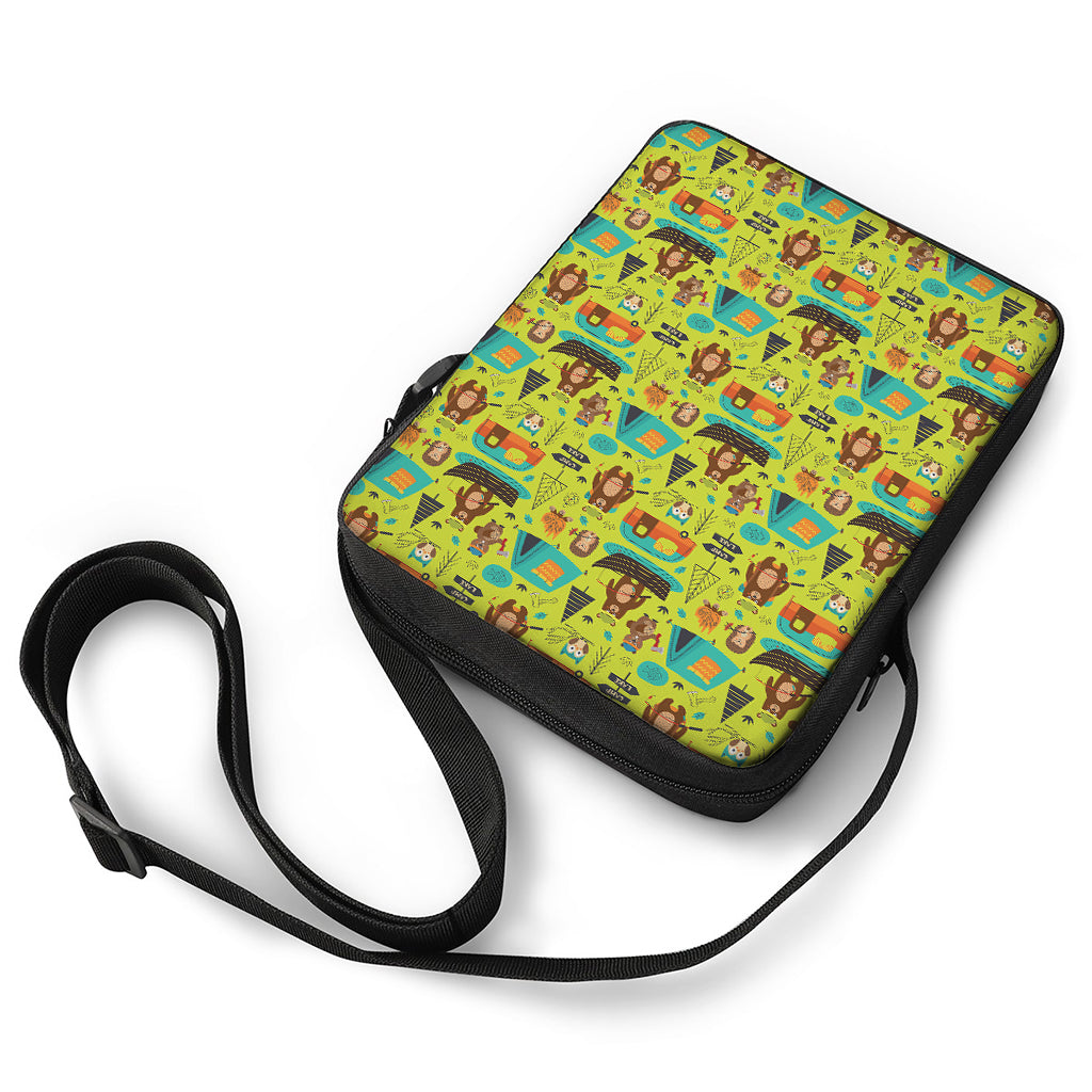 Animal Camping Pattern Print Rectangular Crossbody Bag