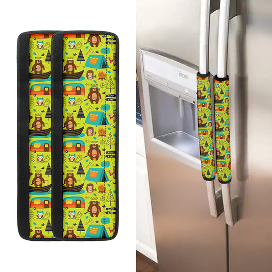Animal Camping Pattern Print Refrigerator Handle Covers