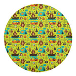 Animal Camping Pattern Print Round Blanket