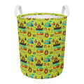 Animal Camping Pattern Print Round Laundry Basket