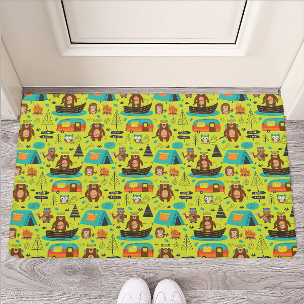 Animal Camping Pattern Print Rubber Doormat