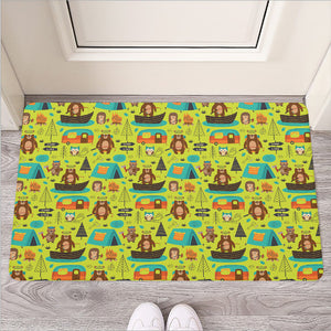 Animal Camping Pattern Print Rubber Doormat