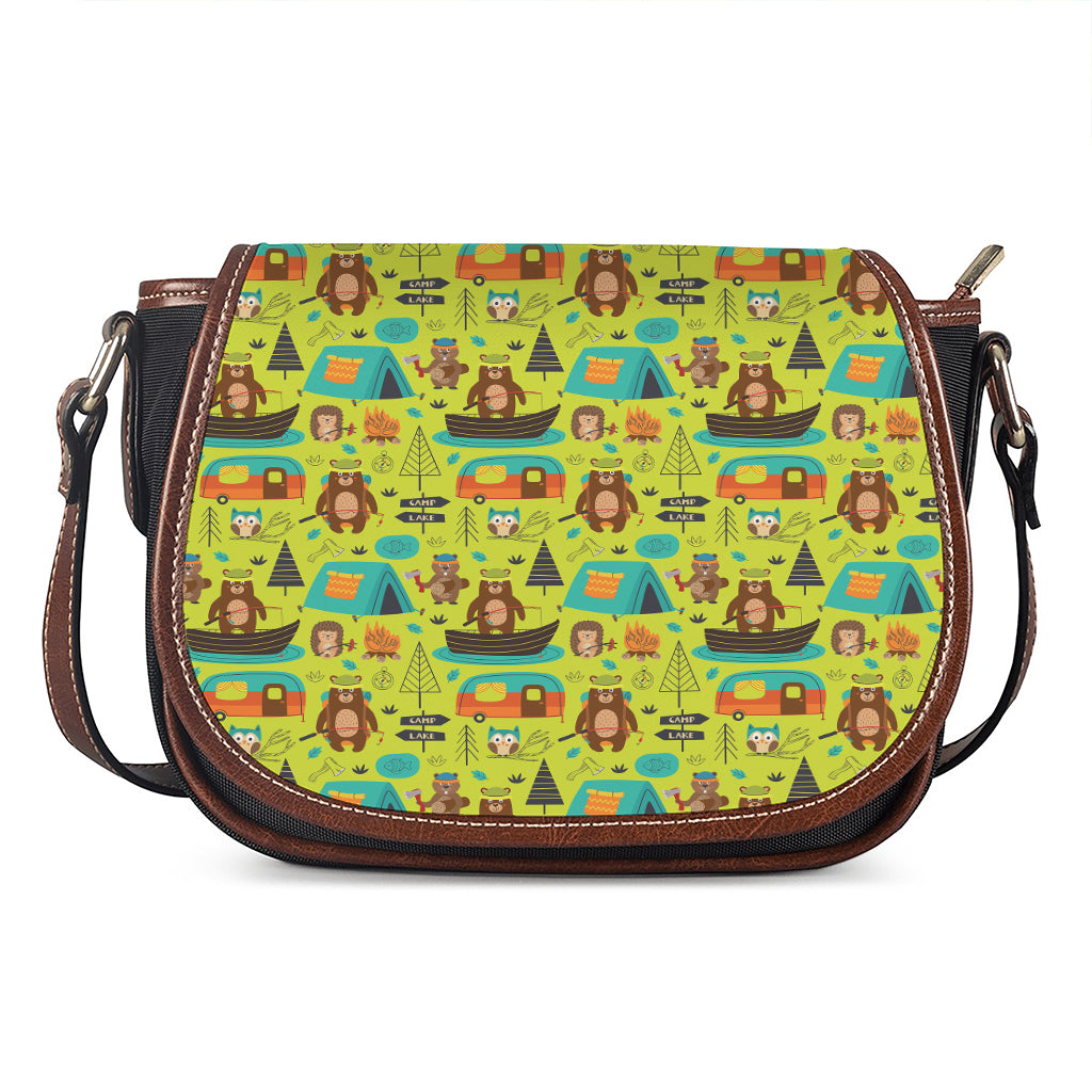 Animal Camping Pattern Print Saddle Bag