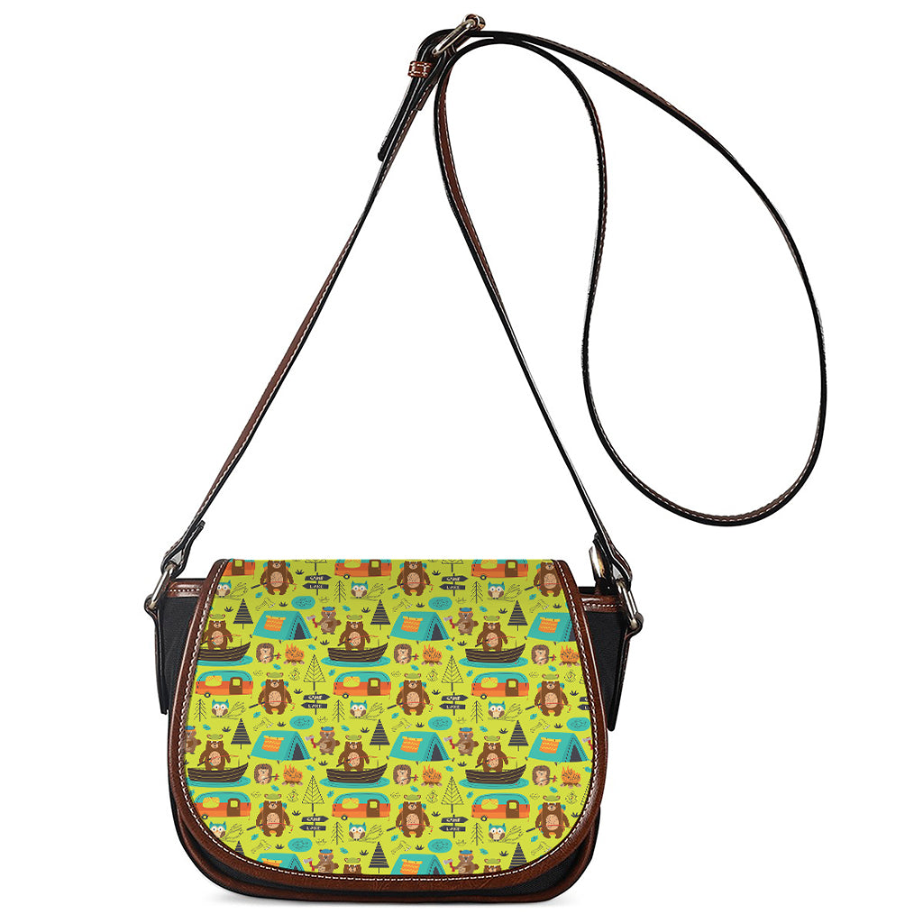 Animal Camping Pattern Print Saddle Bag