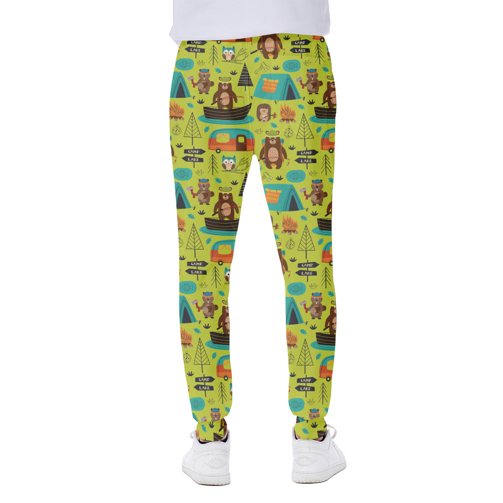 Animal Camping Pattern Print Scuba Joggers