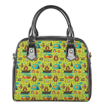 Animal Camping Pattern Print Shoulder Handbag