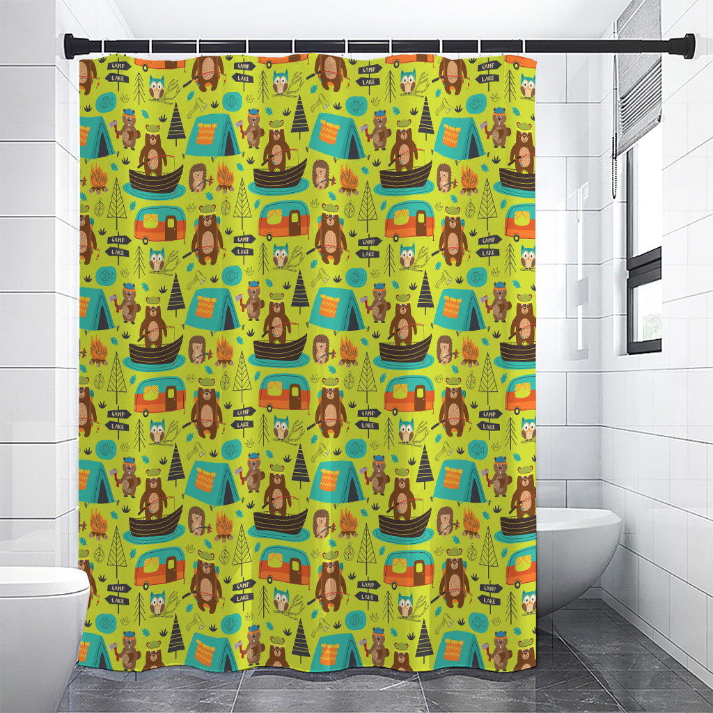 Animal Camping Pattern Print Shower Curtain