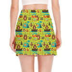 Animal Camping Pattern Print Side Slit Mini Skirt