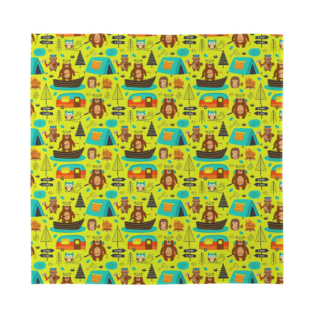 Animal Camping Pattern Print Silk Bandana