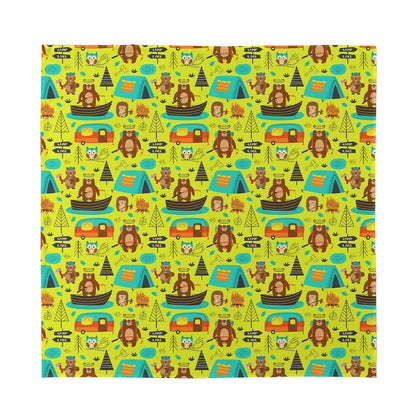 Animal Camping Pattern Print Silk Bandana