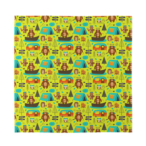 Animal Camping Pattern Print Silk Bandana