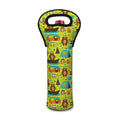 Animal Camping Pattern Print Single Neoprene Wine Tote