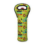 Animal Camping Pattern Print Single Neoprene Wine Tote